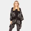Truedames Leopard Printed Ruana Poncho In Black