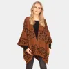 Truedames Leopard Printed Ruana Poncho In Brown