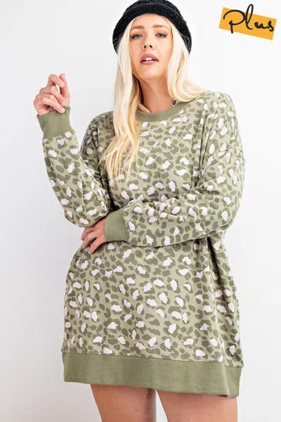 Truedames Leopard Printed Terry Knit Dress In Multi