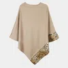 Truedames Leopard Trim Solid Poncho In Nude