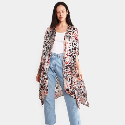 Truedames Leopard Zebra Animal Print Kimono Poncho In Multi