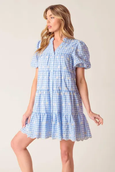Truedames Let's Catch Up Woven Babydoll Dress In Blue