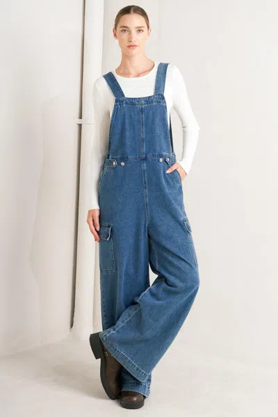 Truedames Let Me Talk Denim Cargo Pants In Blue