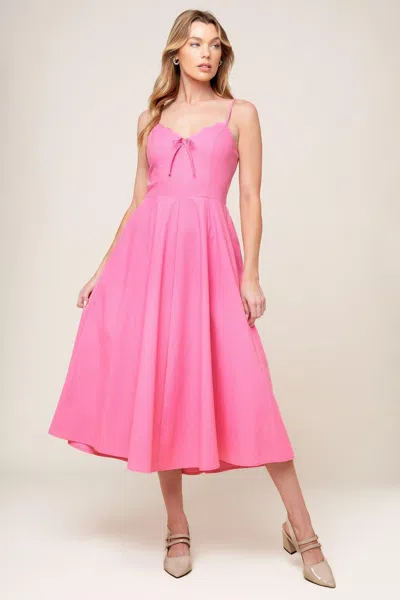 Truedames Let The Light Pink Woven Midi Dress