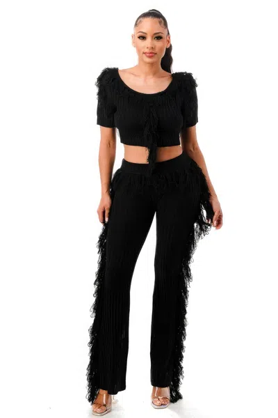 Truedames Lets Dance Fringe Set In Black