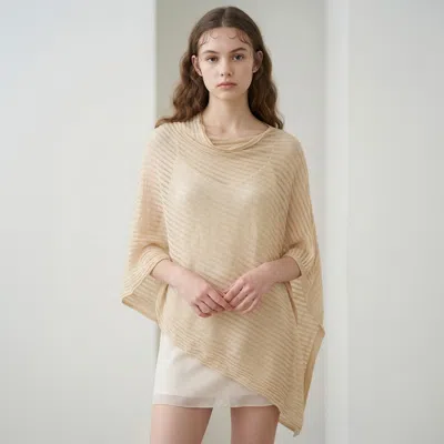 Truedames Lightweight Asymmetrical Loose Knit Poncho In Multi