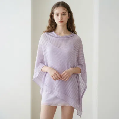 Truedames Lightweight Asymmetrical Loose Knit Poncho In Purple