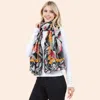 Truedames Lightweight Big Floral Pattern Casual Scarf In Black