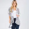 Truedames Lightweight Boho Pattern Open Front Kimono Poncho In White