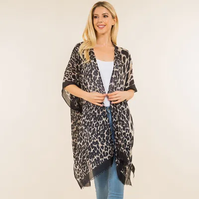Truedames Lightweight Bold Abstract Print Kimono Poncho In Animal Print