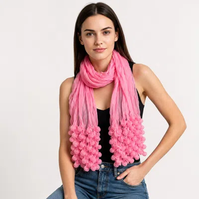 Truedames Lightweight Crinkle Textured Popcorn Chenille Scarf In Pink