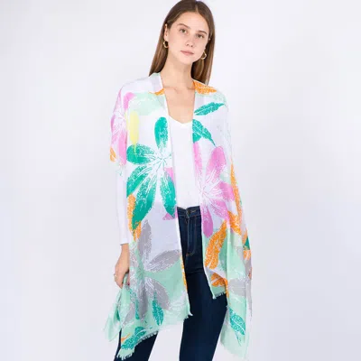 Truedames Lightweight Floral Print Kimono Poncho In Multi