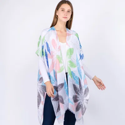 Truedames Lightweight Floral Print Kimono Poncho In Multi