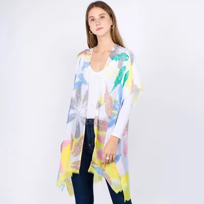 Truedames Lightweight Floral Print Kimono Poncho In Multi
