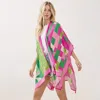 Truedames Lightweight Geometric Pattern Kimono Poncho Wrap In Multi
