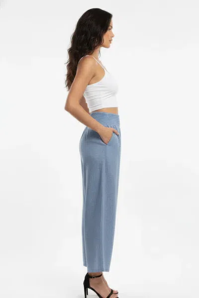 Truedames Lightweight High-waisted Wide-leg Lounge Pants In Blue