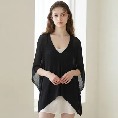 Truedames Lightweight Loose Knit Poncho In Black