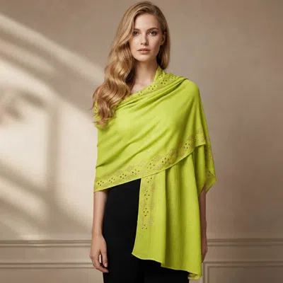 Truedames Lightweight Rhinestone Embellished Shawl Wrap Scarf In Green