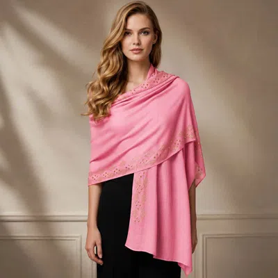 Truedames Lightweight Rhinestone Embellished Shawl Wrap Scarf In Pink