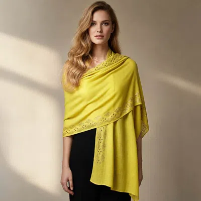 Truedames Lightweight Rhinestone Embellished Shawl Wrap Scarf In Yellow