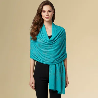 Truedames Lightweight Rhinestone Floral Pattern Scarf Shawl In Blue