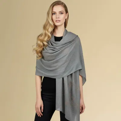 Truedames Lightweight Rhinestone Floral Pattern Scarf Shawl In Gray