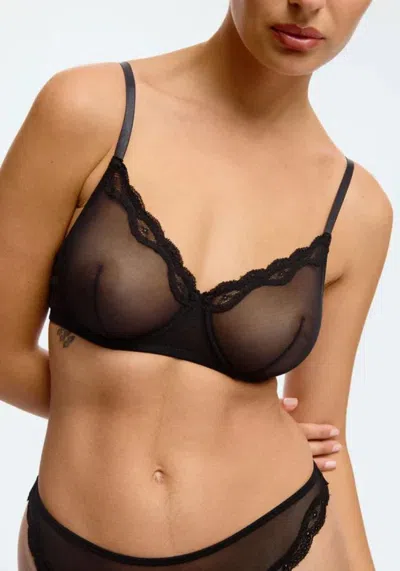 Truedames Lightweight Sheer Mesh Bra With Underwire Support And Smooth Fit In Black