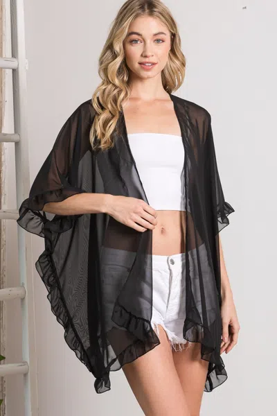 Truedames Lightweight Sheer Shawl Cardigan In Black