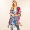 Truedames Lightweight Snake Skin Printed Kimono Poncho In Multi