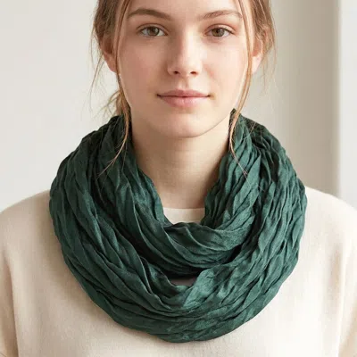 Truedames Lightweight Soft Crinkle Infinity Spring Scarf In Green