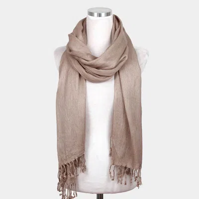 Truedames Lightweight Solid Crinkle Tassel Scarf In Grey