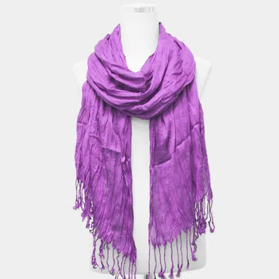 Truedames Lightweight Solid Crinkle Tassel Scarf In Purple