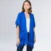 Truedames Lightweight Tassel Trim Open Front Kimono Cardigan In Blue