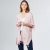 Truedames Lightweight Tassel Trim Open Front Kimono Cardigan In Brown
