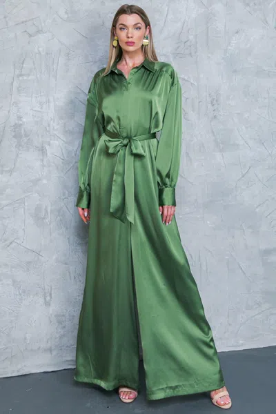 Truedames Like Fine Art Woven Jumpsuit In Green