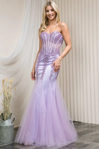 Truedames Lilac Strapless Mermaidformal Dresses In Purple