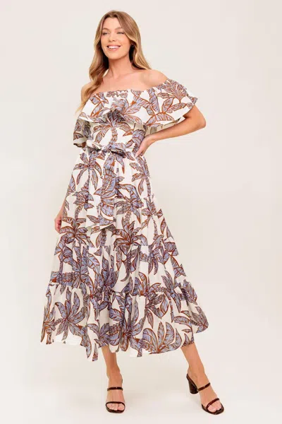 Truedames Lily Garden Lavender Woven Midi Dress In Multi