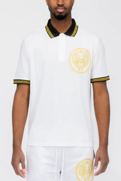 Truedames Lion Head Polo Shirt In White