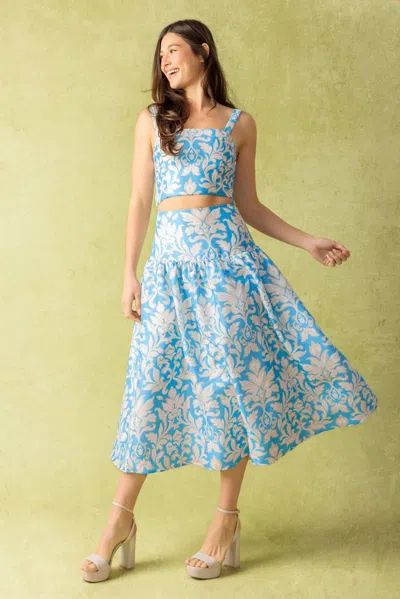 Truedames Little Moments Woven Top And Skirt Set In Blue