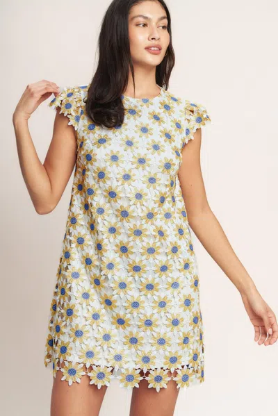 Truedames Little Ray Of Joy Woven Lace Mini Shift Dress In Multi