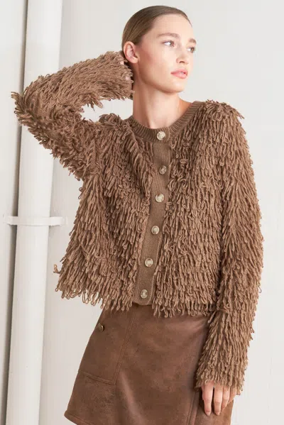 Truedames Live In The Now Sweater Cardigan In Brown