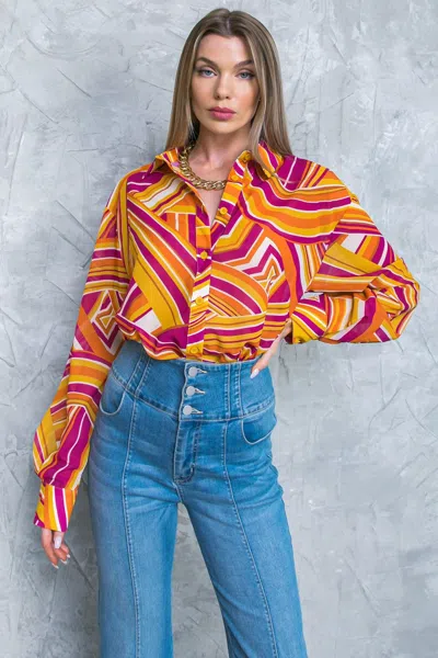 Truedames Lively Cham Woven Top In Multi