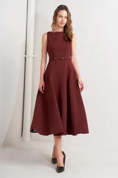 Truedames Living The Dream Wine Woven Midi Dress In Red