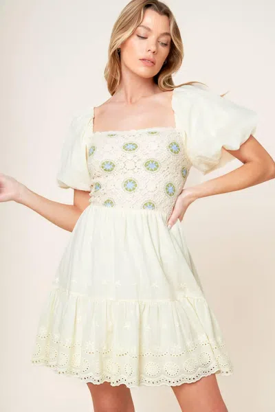 Truedames Lola Grass Cream Woven Mini Dress In White