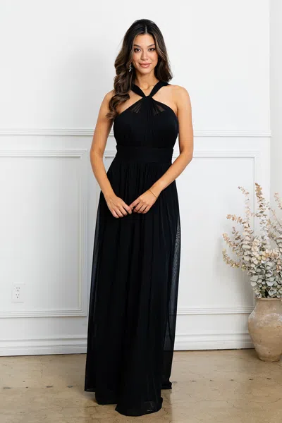 Truedames Long A-line Formal Bridesmaid Dress In Black