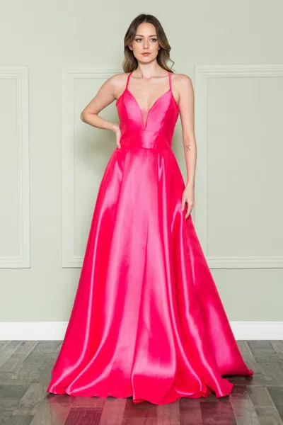 Truedames Long A-line Prom Formal Gown In Pink
