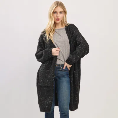 Truedames Long Button Front Soft Cozy Oversized Cardigan In Black