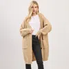 Truedames Long Button Front Soft Cozy Oversized Cardigan In Brown