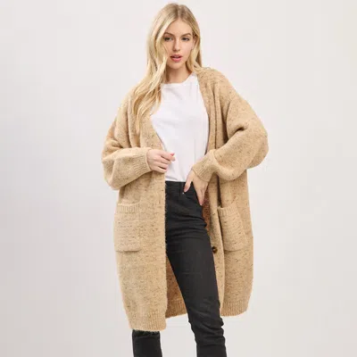Truedames Long Button Front Soft Cozy Oversized Cardigan In Brown