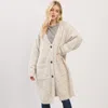 Truedames Long Button Front Soft Cozy Oversized Cardigan In White